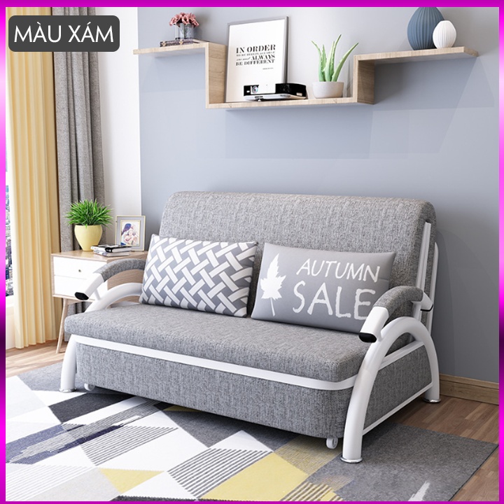 Giường sofa đa năng💥KT 158x193 cm💥Giường ngủ gấp gọn kiêm ghế sofa tiện ích, tặng kèm 2 gối siêu cute.