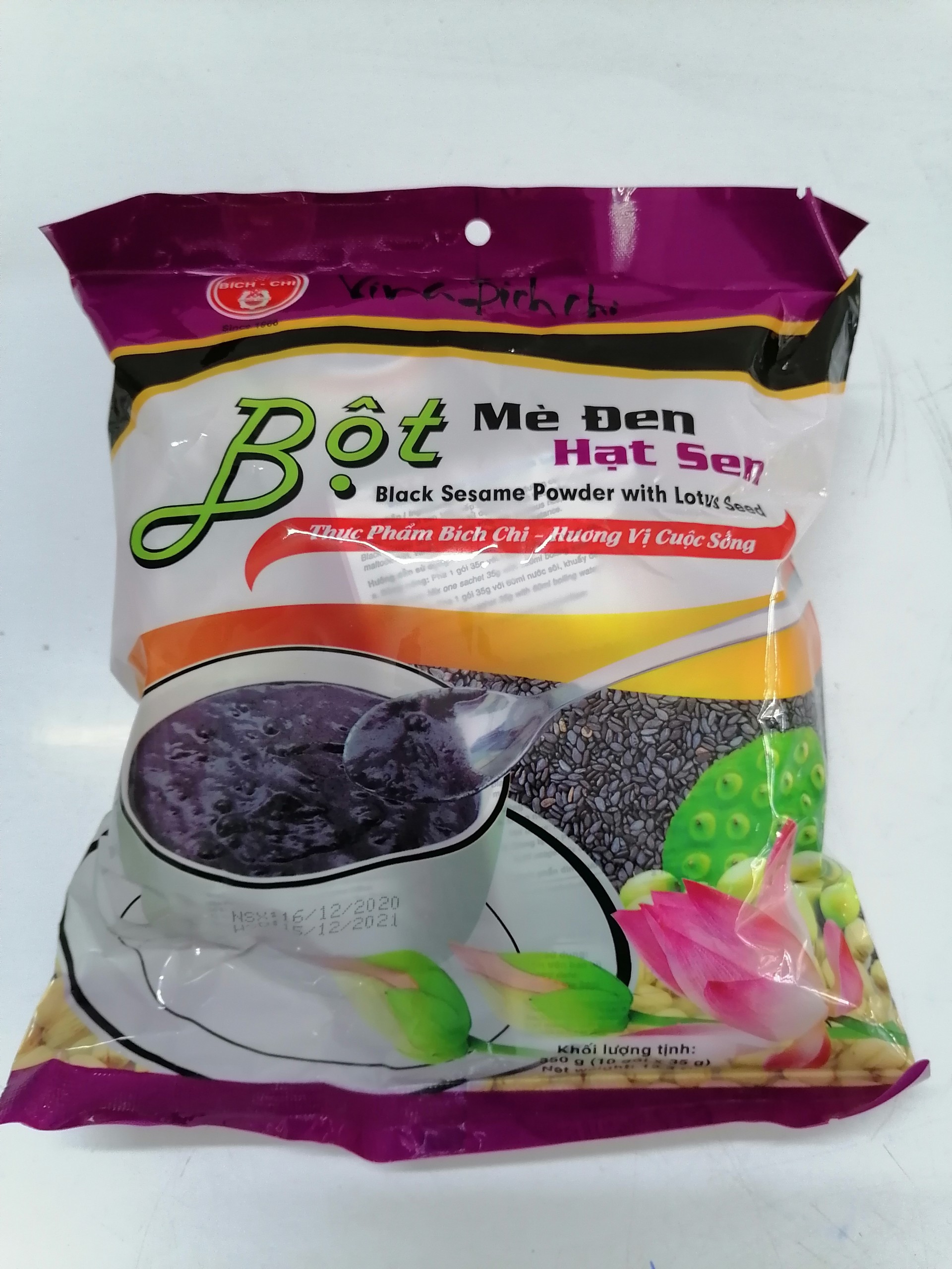 Bột mè đen hạt sen có đường bích chi black sesame powder with lotus seed