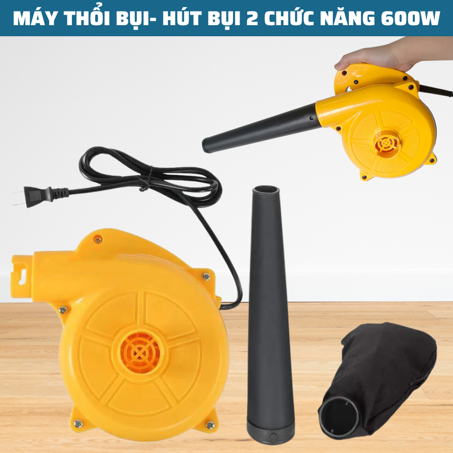 Máy thổi hút bụi 2 chiều Electric Blower màu vàng Công suất lớn 600w, tốc độ 16000v/p , Thổi bụi, hút bụi nhỏ gọn cầm tay