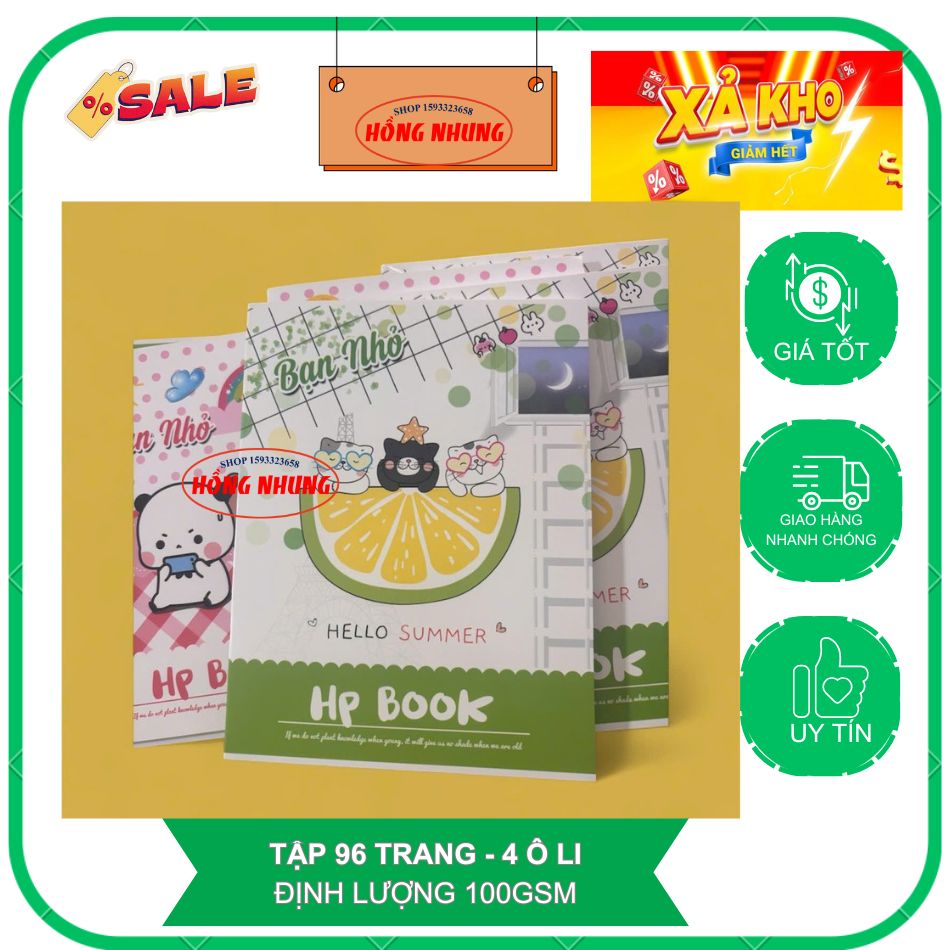[ NGẪU NHIÊN] 1 Cuốn Tập Vở 96 Trang, Đinh Lượng 100gsm, Loại 4 Ô li, Dày, Phù Hợp cho học sinh Tiểu Học;