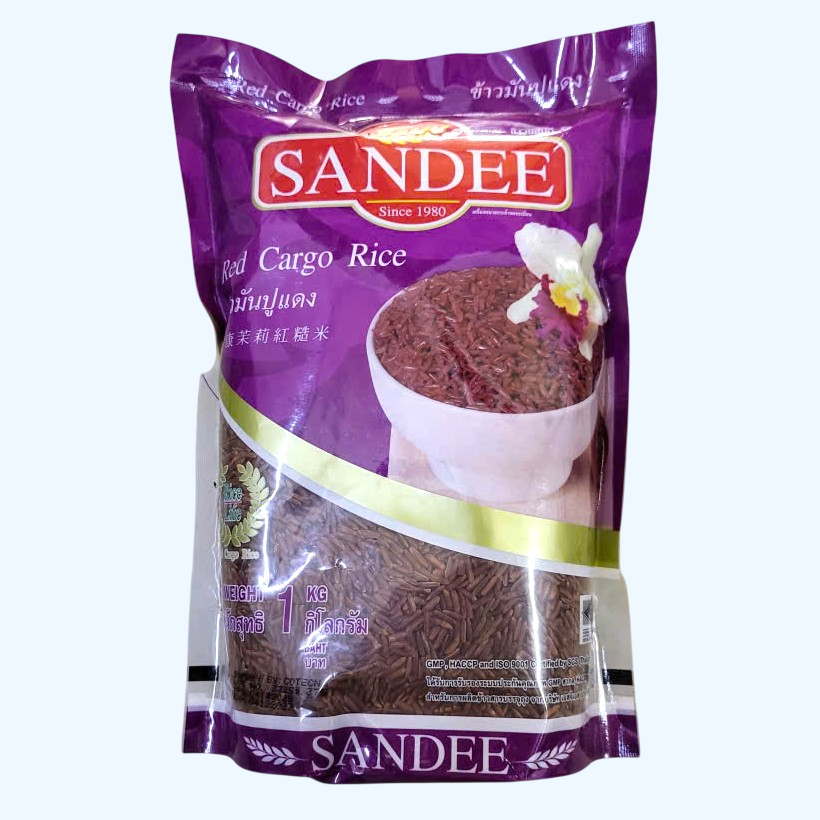 SANDEE -- Túi TÍM 1 Kg -- GẠO LỨT HUYẾT RỒNG THÁI LAN Red Cargo Rice (HALAL)