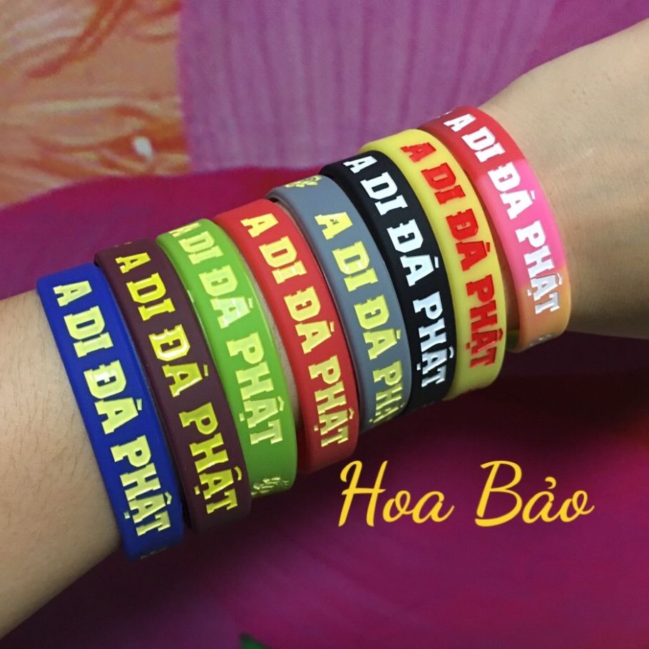 Vòng Tay A Di Đà Phật   - Vòng Tay Cao Su chữ A Di Đà Phật