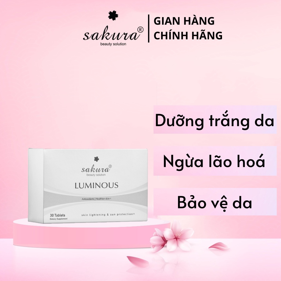 Viên uống cà chua Sakura Luminous trắng căng mượt da hộp 30 viên