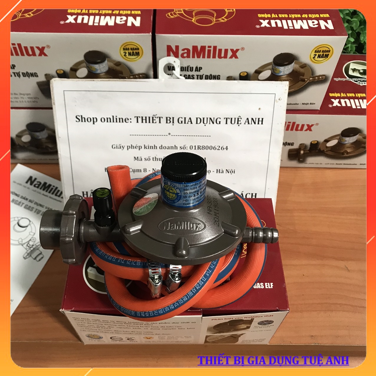 Bộ Van điều áp ngắt gas tự động Namilux 337S-1-VN - Dùng cho bình gas đỏ ELF (Bình gas ren ngoài) - [THIẾT BỊ GIA DỤNG TUỆ ANH]