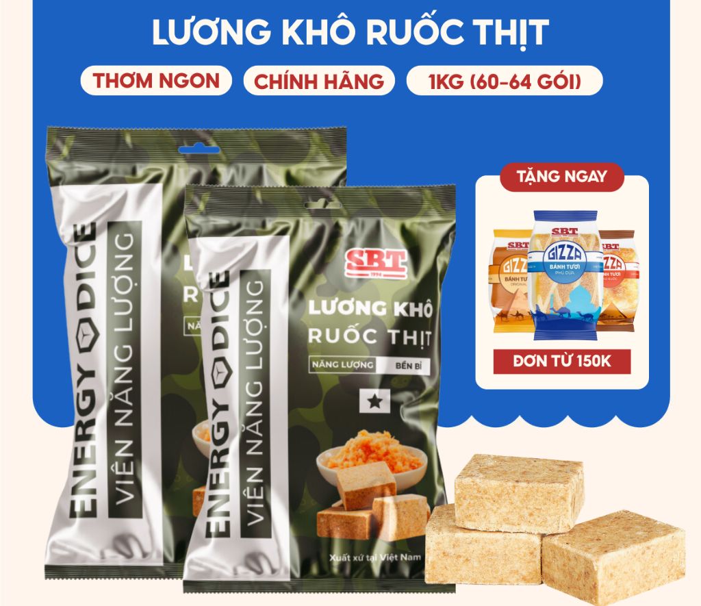 Lương Khô SBT Vị Ruốc Thịt Chà Bông Loại 1kg Cung Cấp Năng Lượng - Lương Khô Chính Hãng SBT