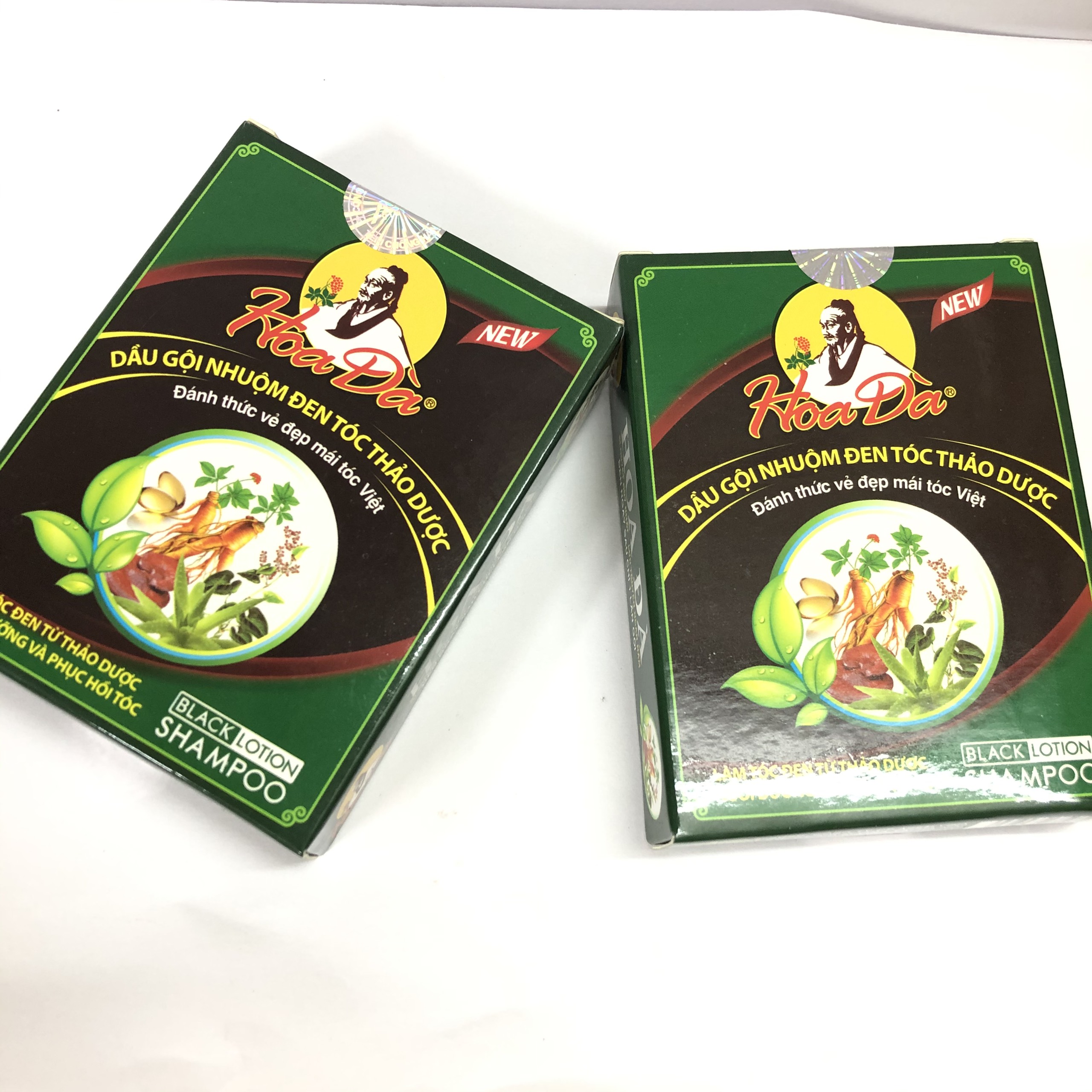 Dầu gội nhuộm đen tóc thảo dược Hoa Đà new hộp 3 gói