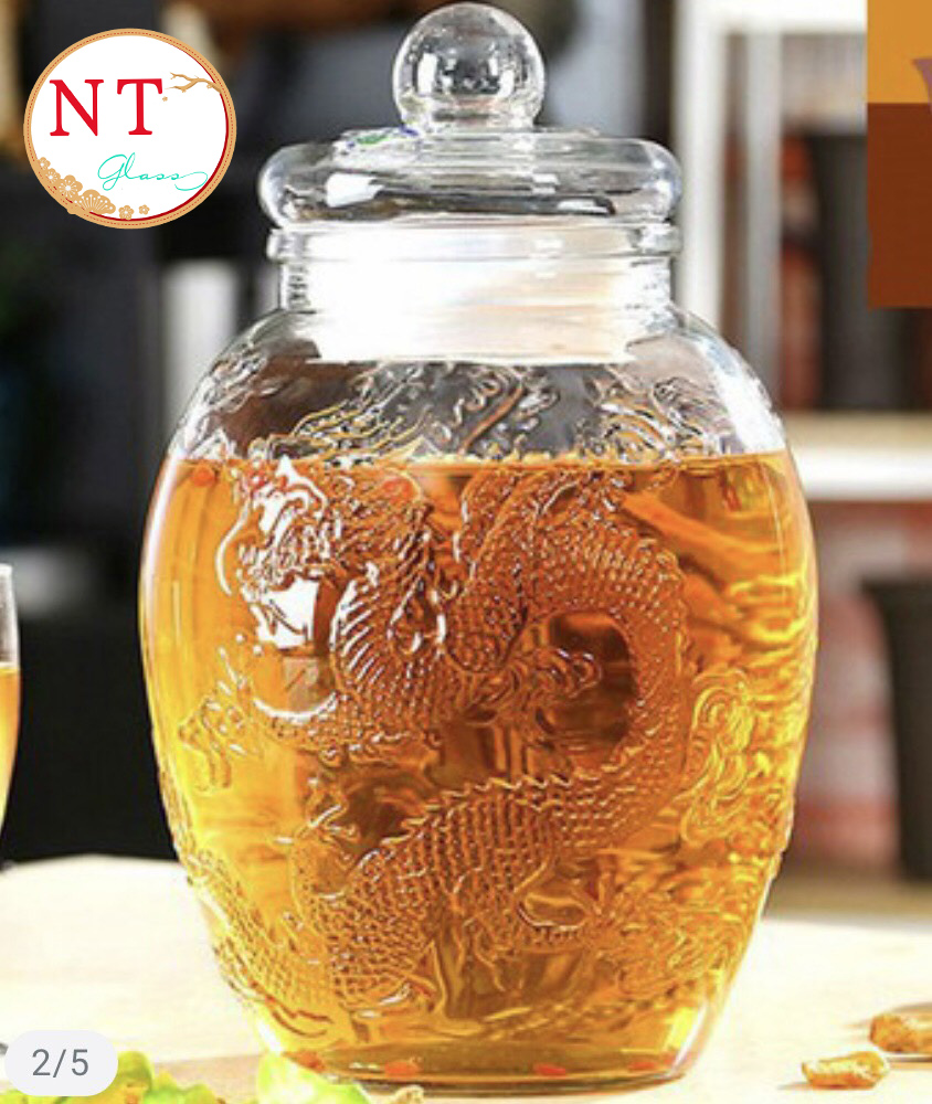 Bình thủy tinh 10 lít ngâm rươu sâm rồng phụng