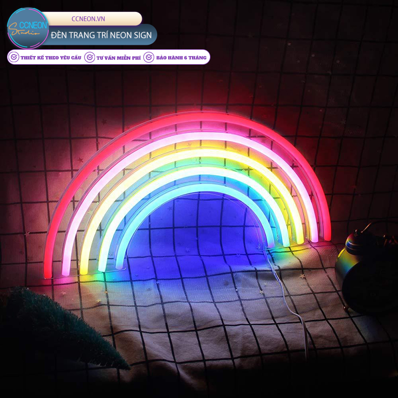 Đèn trang trí phòng led neon sign cầu vồng
