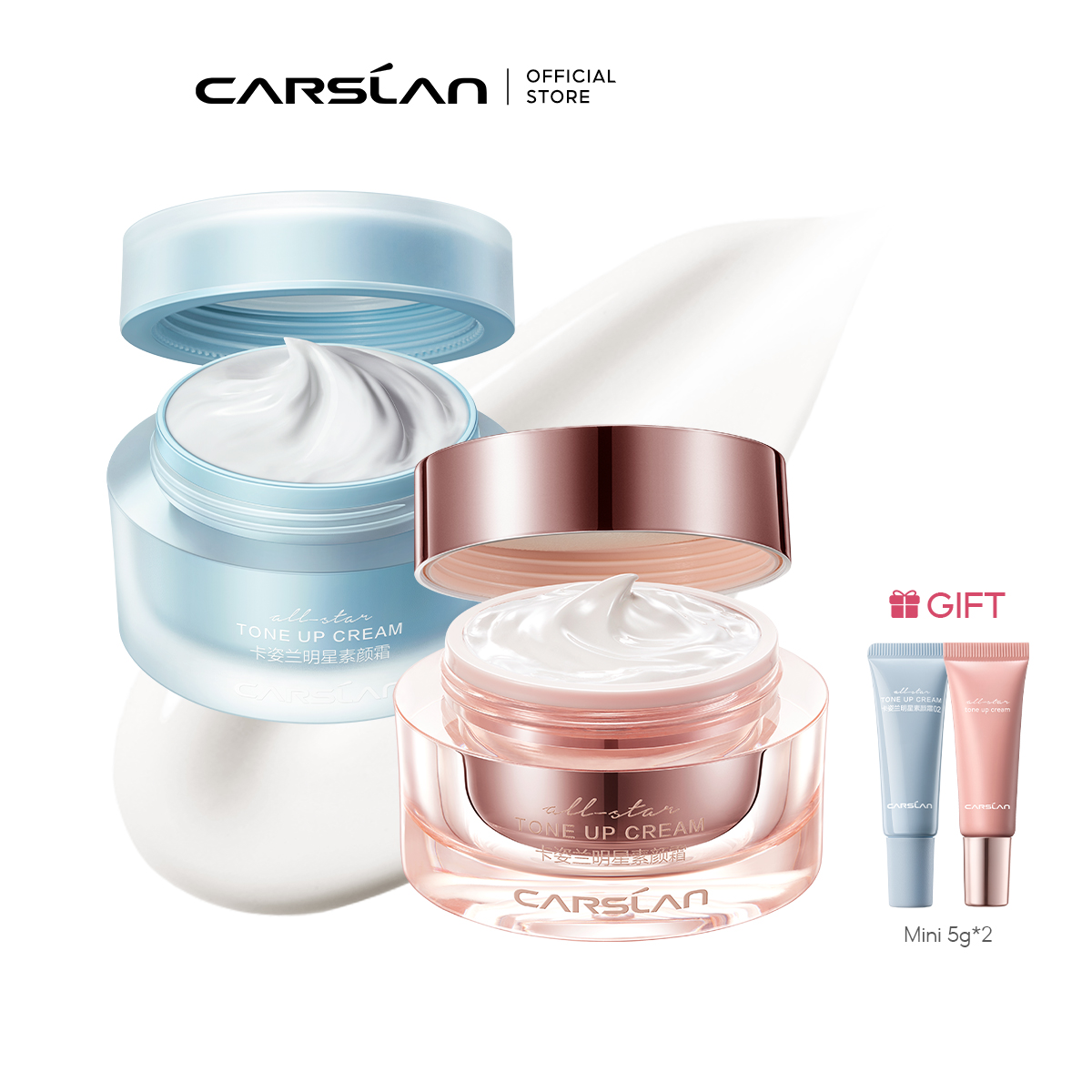 Kem nâng tông da Carslan kem lười trang điểm Kem lót che khuyết điểm hiệu quả Makeup nâng tông 50g