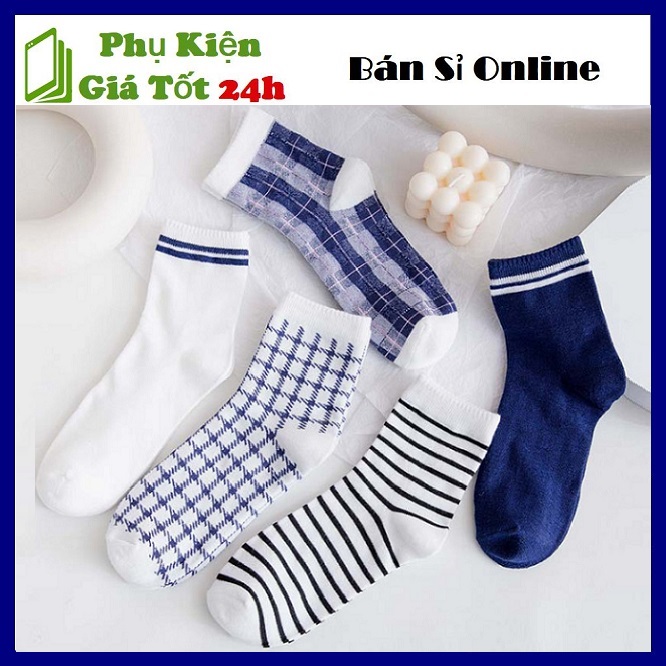 ⚡ Tất Nữ Cổ Cao , Vớ Nữ Cao Cổ Kẻ Sọc Ngang , Caro Nhỏ Vintage Hàn Quốc Đẹp - Tất Mang Giày Cao Cấp Hút Mồ Hôi Cực Tốt - Nhiều Màu ⚡