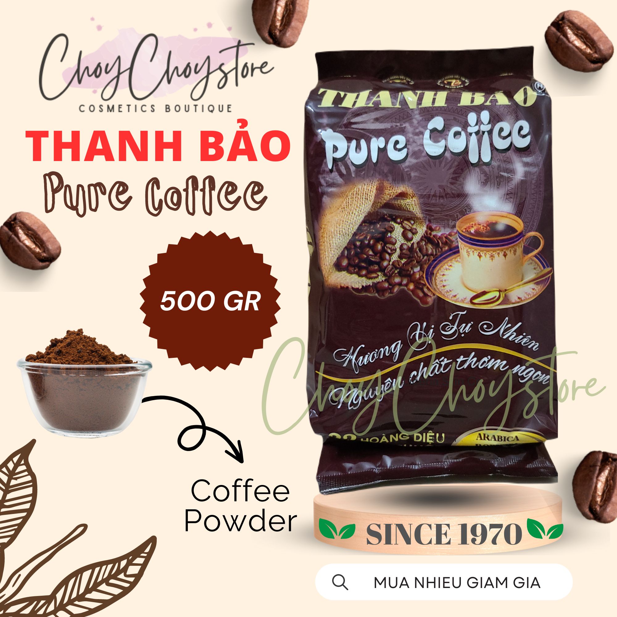 Cà phê phin thanh bảo 500gr - pure coffee đặc sản ban mê thuật