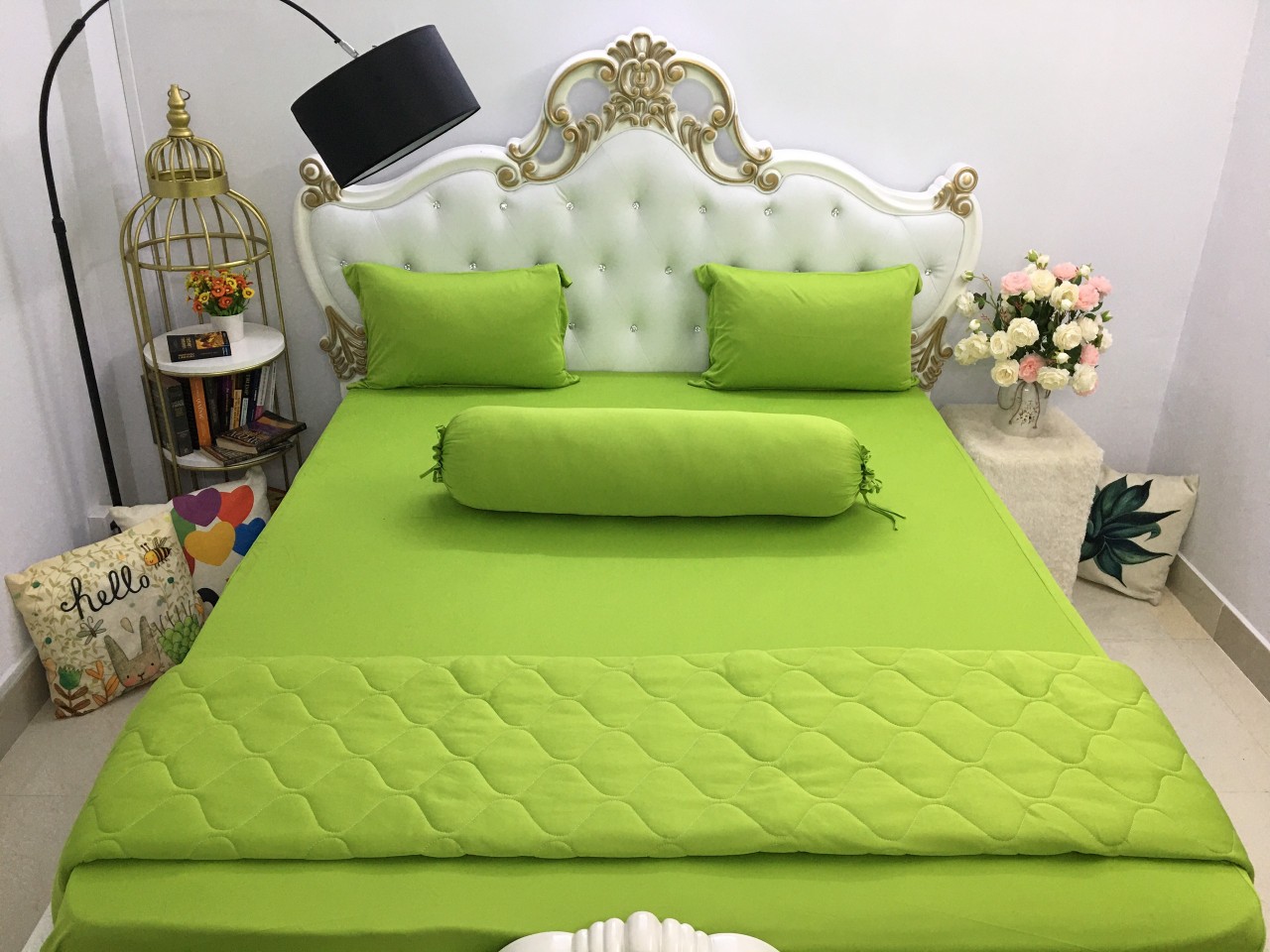 [HCM]Bộ Drap thun Hàn Quốc loại 1 có mền 5 món ( 1 drap + 1 chăn chần bông + 3 áo gối) hoặc mền lẻ .