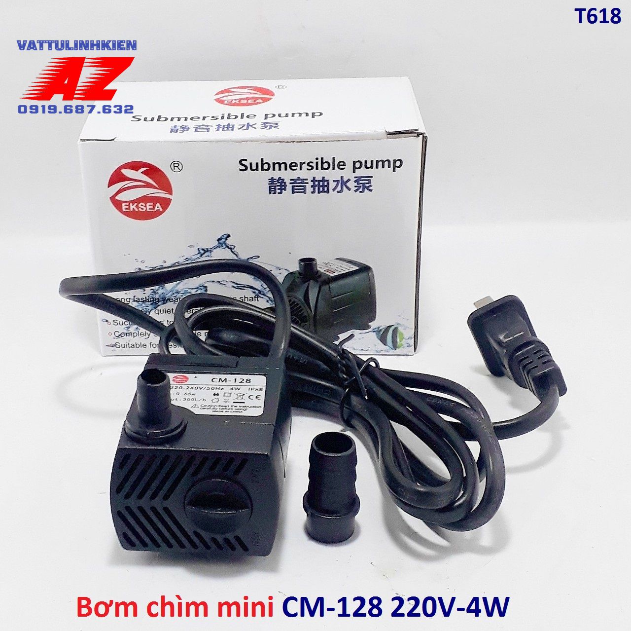 Bơm chìm mini CM-128 220v-4w cho bể cá, quạt hơi nước