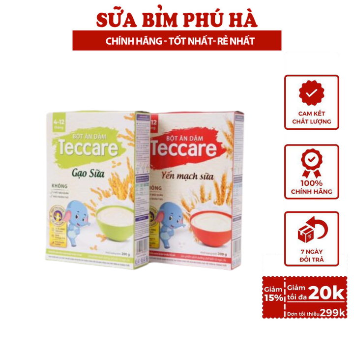 Bột ăn dặm teccare yến mạch sữa 200g