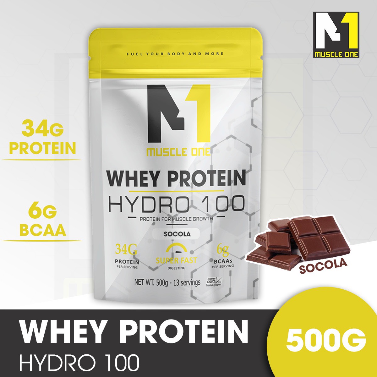  Sữa Tăng Cơ Whey Protein Hydro 100 Muscle One - Túi 500g - Hấp Thụ Siêu Nhanh Cao Cấp - Chính Hãng  Freeship  