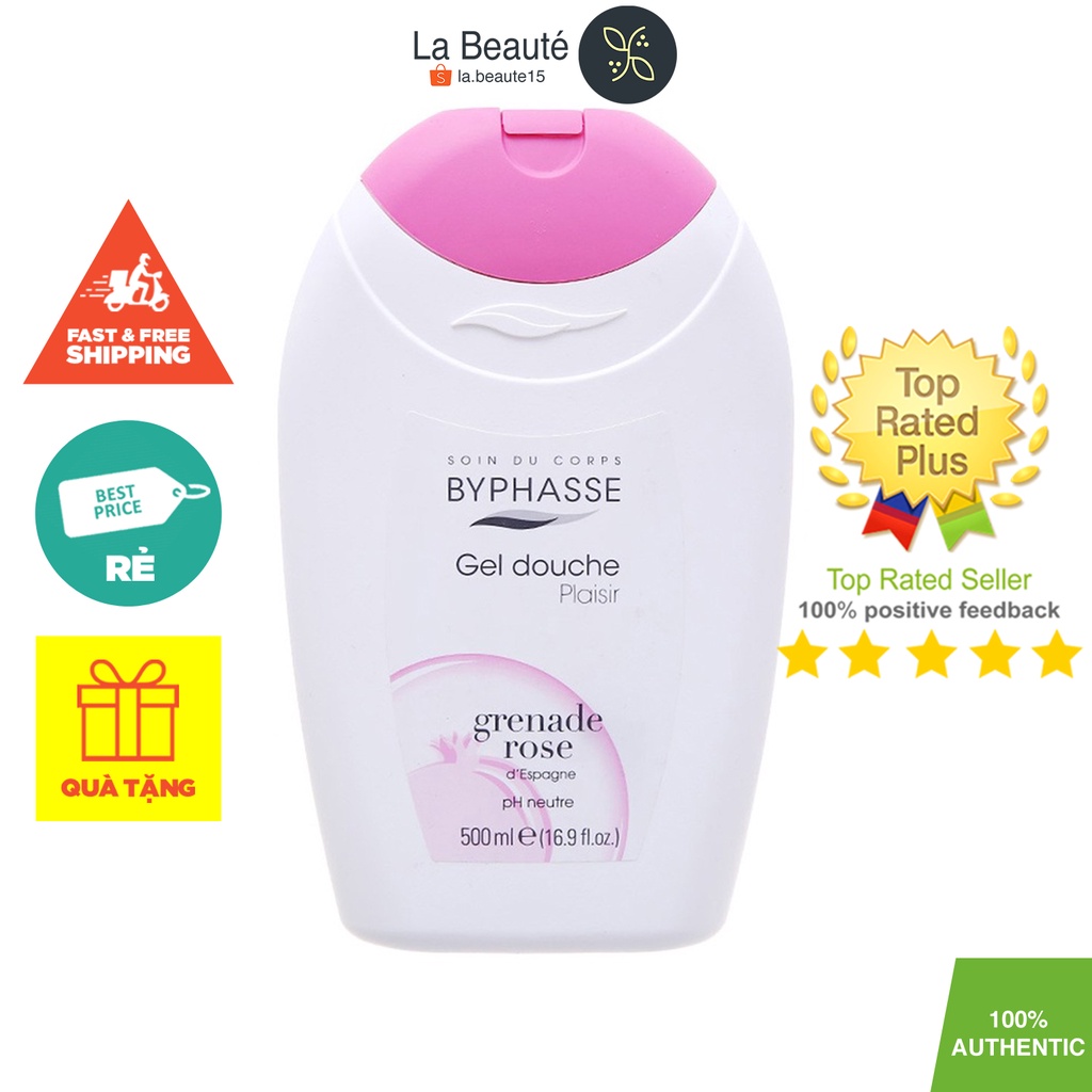 Hàng Công Ty Byphasse Plaisir Shower Gel Pink Pomegranate 500ml - Sữa Tắm