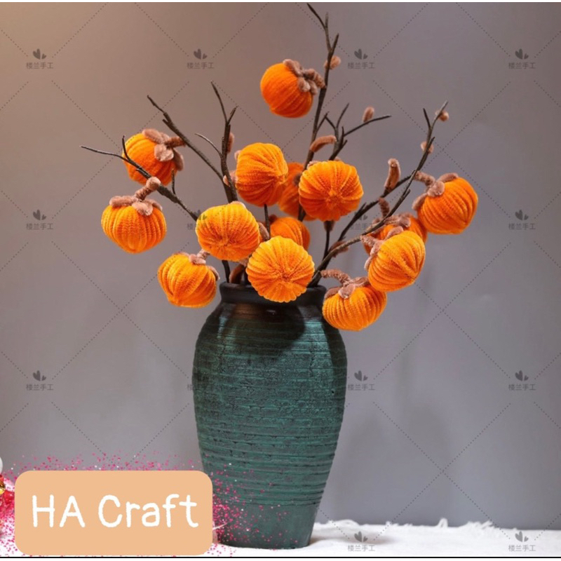 Set vật liệu làm cành quả hồng đẹp từ kẽm nhung, làm hoa kẽm nhung