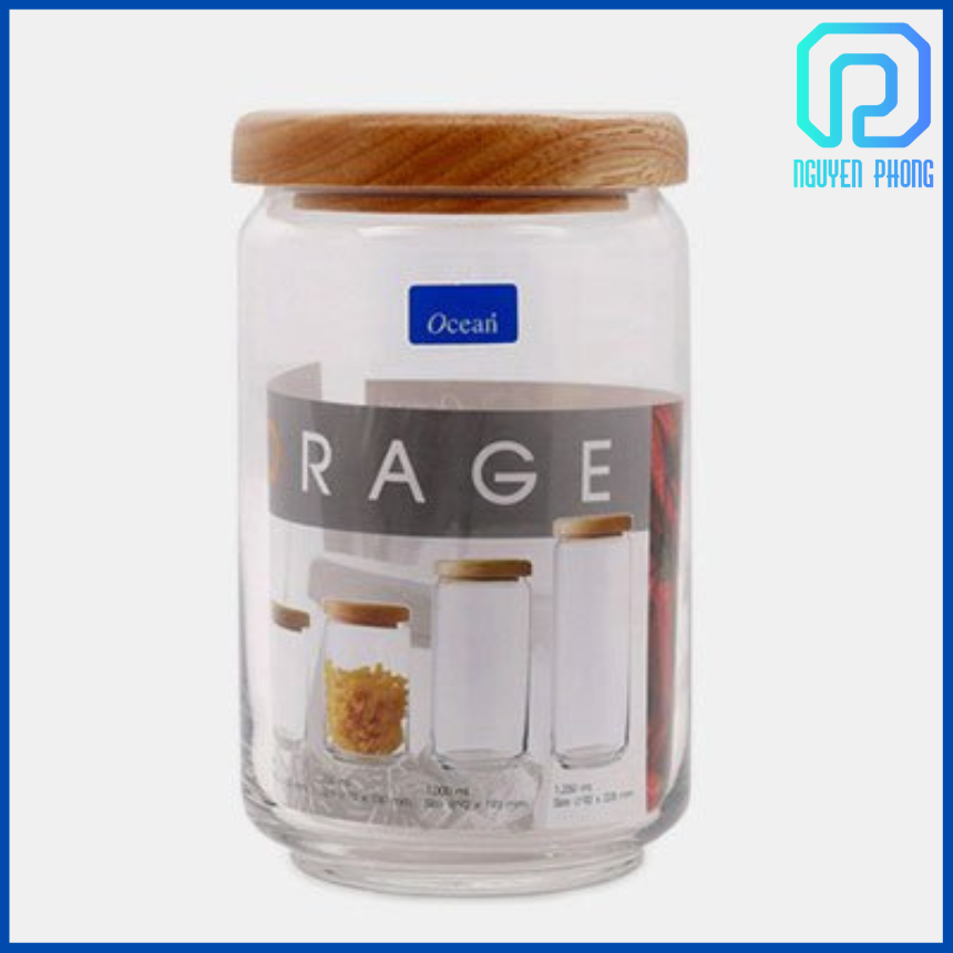 Hũ thủy tinh 750ml, Hũ thủy tinh Ocean nắp gỗ 750ml ,chất liệu thủy tinh trong suốt và đẹp mắt, lọ thủy tinh đựng thực phẩm đường, bột, bánh kẹo gia vị cao cấp