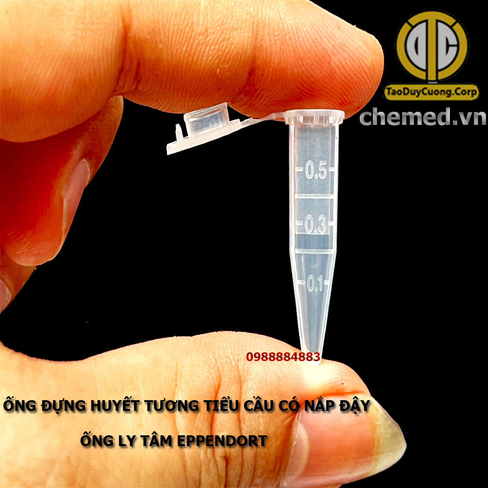 Ống ly tâm, ống eppendorf ống đựng huyết tương tiểu cầu có nắp đậy các size 0,5ml,1,5ml,2ml,5ml