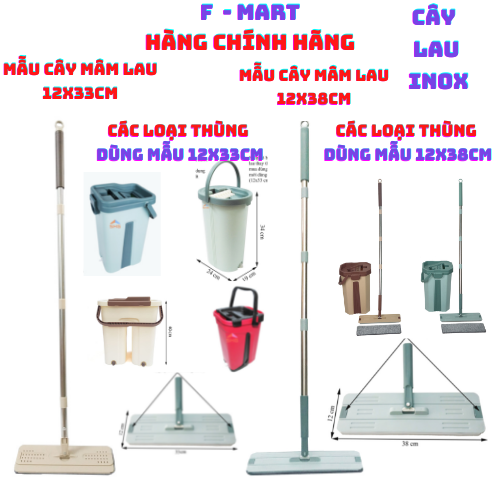Cây lau nhà thay thế bộ lau nhà 360 hai ngăn inox - lau sạch mọi vết bẩn