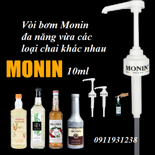 Vòi bơm MONIN 10ml đa năng pha chế (dành cho chai thủy tinh MONIN,Torani, Tessi, Giffard, Maulin, Golden Farm,  bodou)