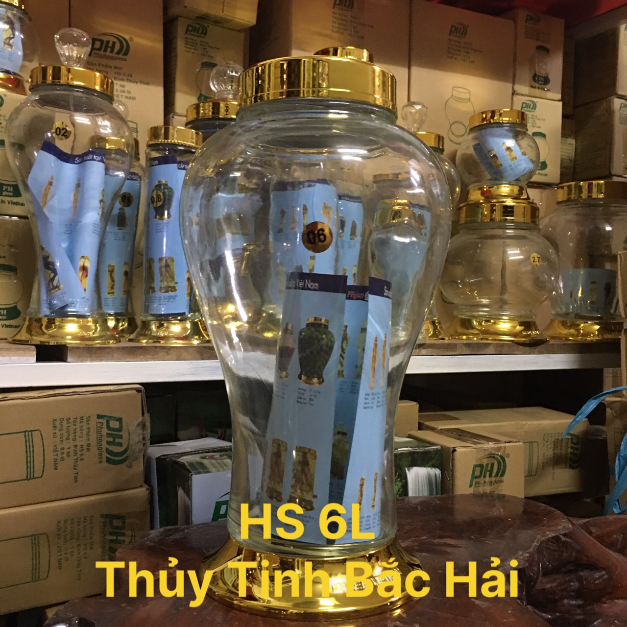 [HCM]BÌNH THỦY TINH VÀ HŨ THỦY TINH NGÂM RƯỢU HS6L KHÔNG VAN- THỦY TINH BẮC HẢI