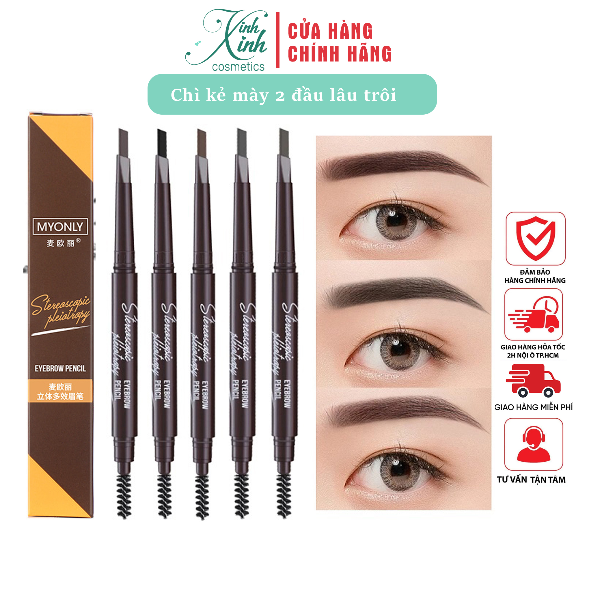 Chì Kẻ Mày Hai Đầu Double Effect Chống Thấm Nước - Chì kẻ mày phẩy sợi lâu trôi