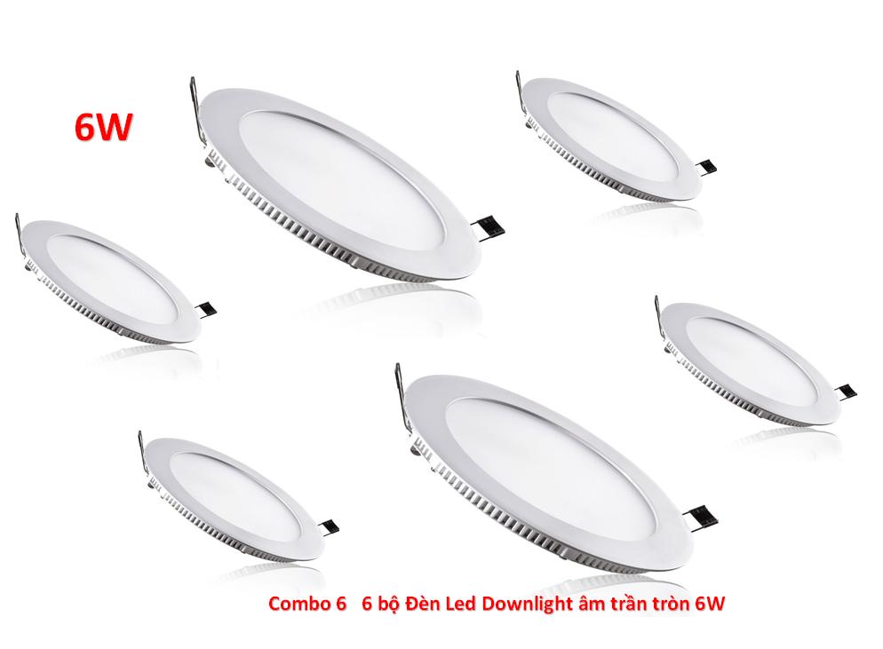 Combo 6 bộ Đèn Led Downlight âm trần tròn 6W sáng trắng
