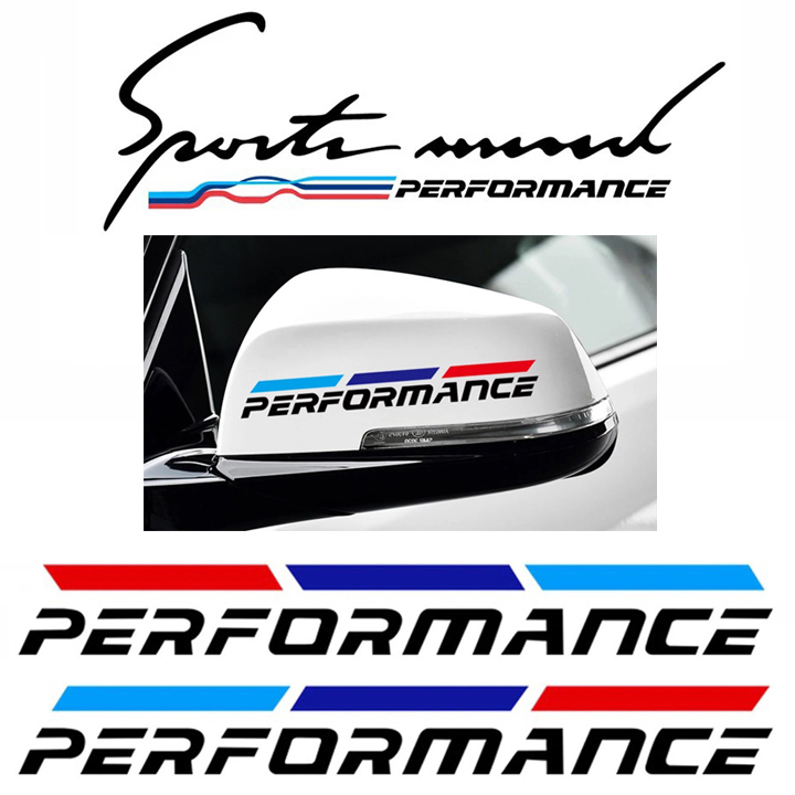 Combo 2 tem dán cửa + 2 tem dán gương chiếu hậu + tem sport mind dán xe ô tô Performance 03