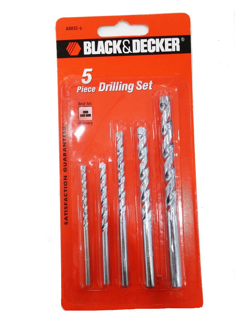 Bộ 5 mũi khoan bê tông black+decker a8032g