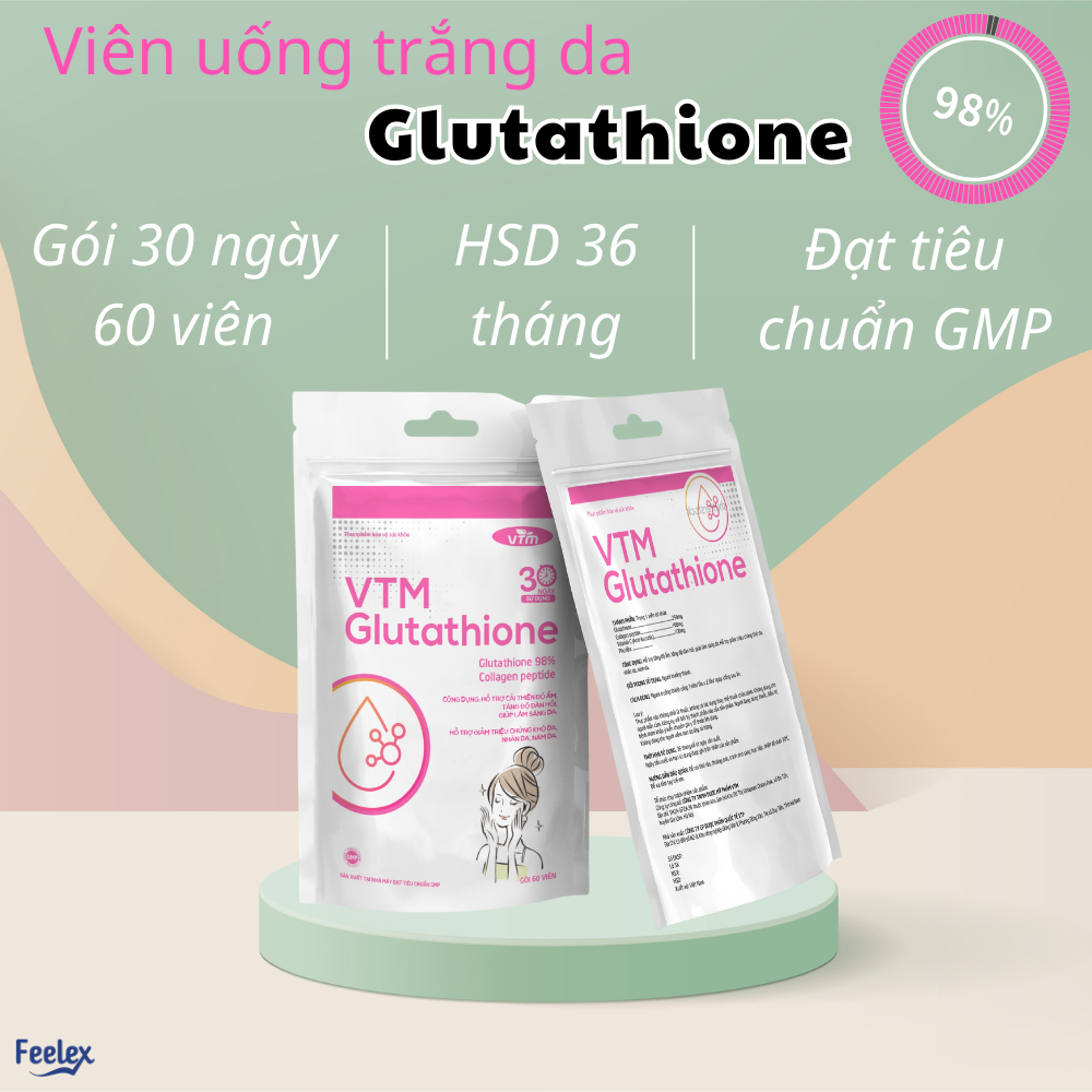 Viên uống VTM Glutahione hỗ trợ làm sáng da, hỗ trợ giảm triệu chứng khô da