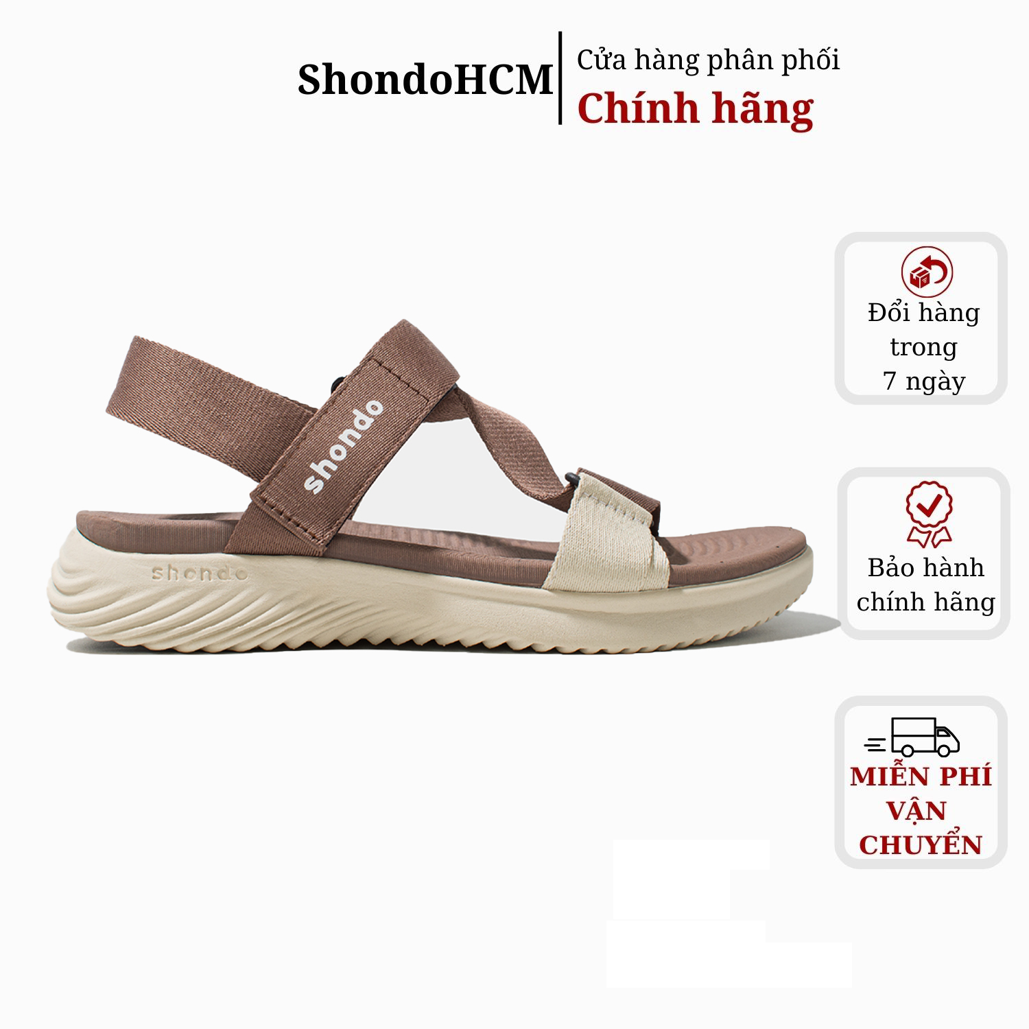 Giày Sandals Shondo F7 continew đế be quai be nâu F7N2797