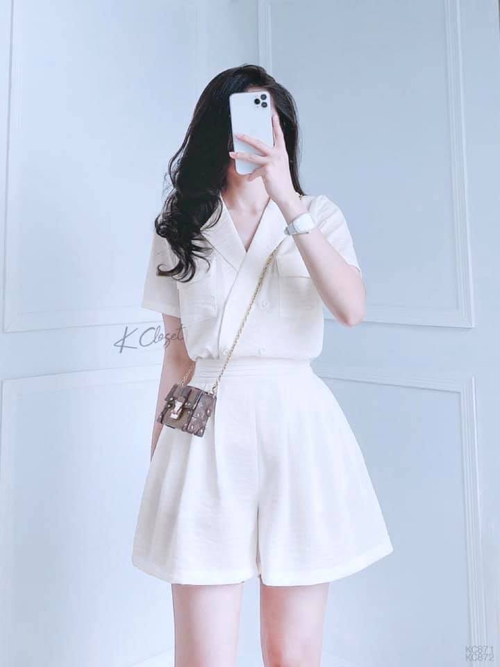 Set bổ cổ vest quần li đai