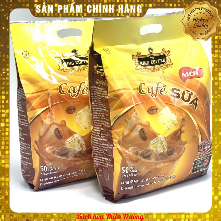 Combo 2 bịch café sữa hòa tan king coffee - túi 50 gói x 24 g