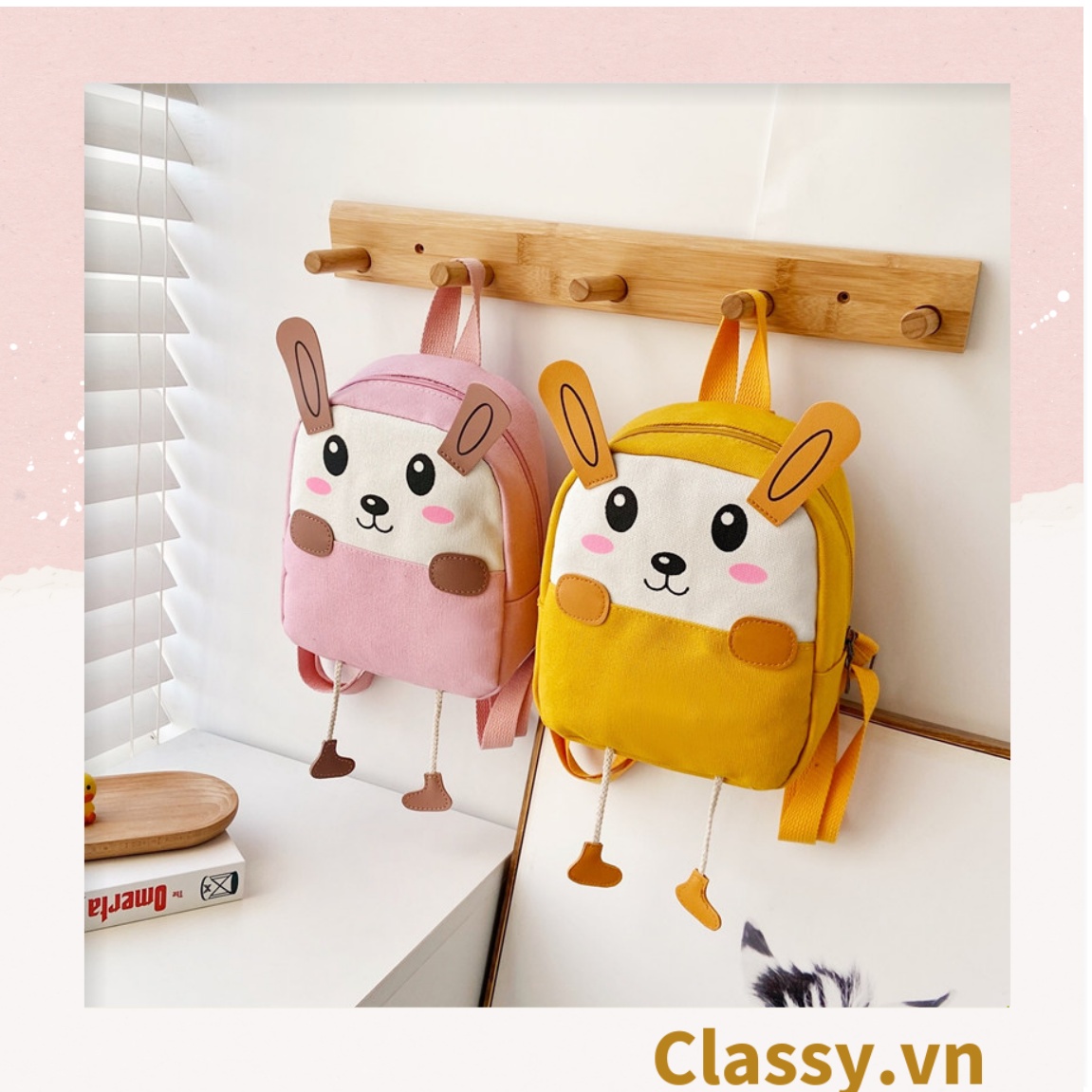Classy Ba lô đi học vải canvas hình thú có 2 tai và 2 chân đáng yêu T598