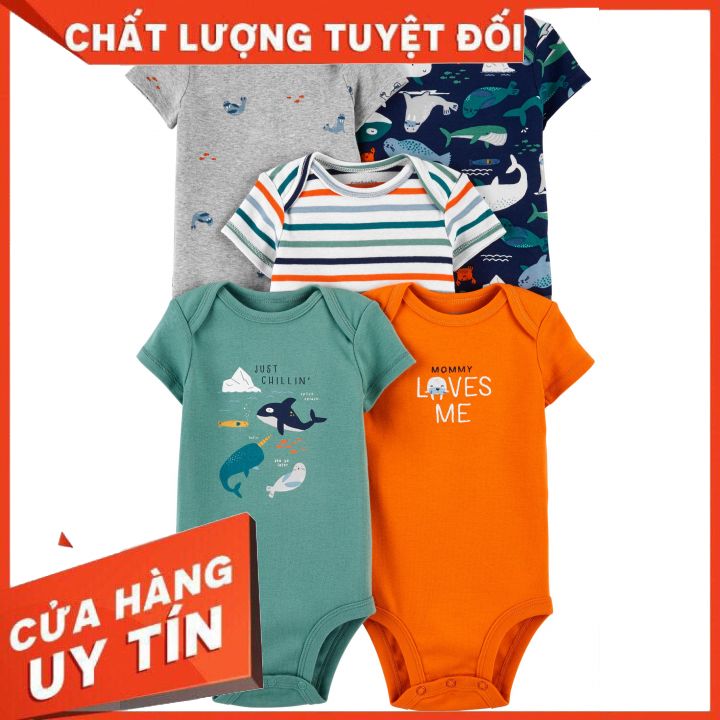Bodysuit carter's cá voi nhập mỹ cho bé set 5 bộ