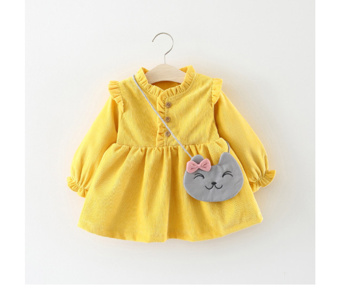 [Tặng kẹp tóc xinh ][Ảnh thật] Váy nhung tăm 2 lớp mềm mịn cho bé gái mùa thu đông size 8-22kg