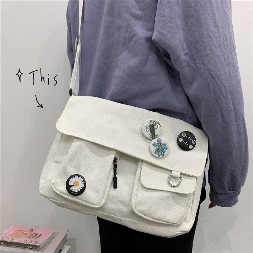 Túi tote vải đeo chéo canvas đựng đồ cao cấp nhiều ngăn ZIMI BL2049