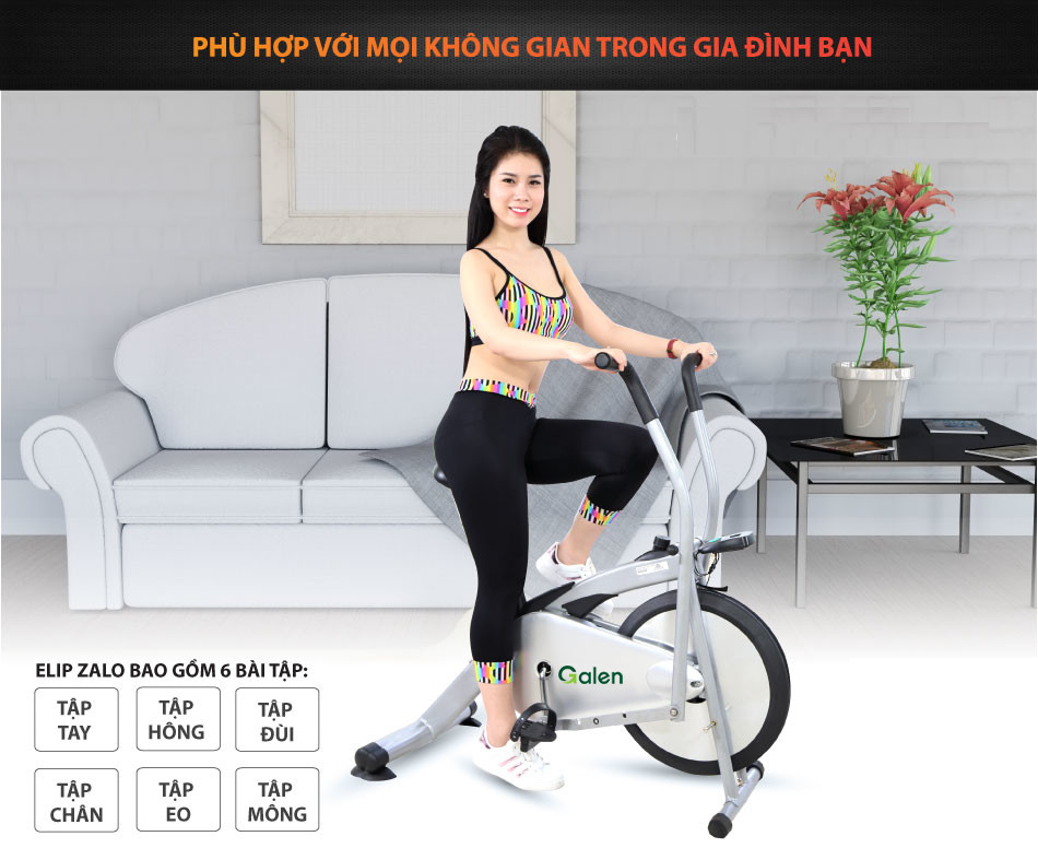 Xe Đạp Tập Thể Dục Tại Nhà Airbike Xe Đạp Thể Thao Tập Gym Kết Hợp Vận Động Cả Tay, Chân - TẶNG THẢM