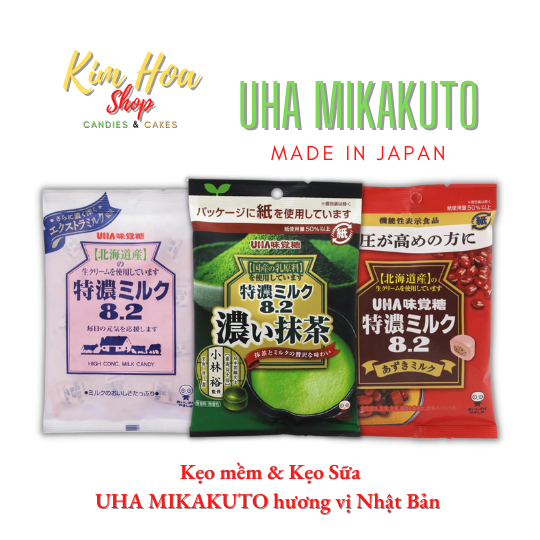 Kẹo mềm & kẹo sữa uha mikakuto hương vị matcha & sữa béo nhấp khẩu chính ngạch từ nhật bản - made in japan