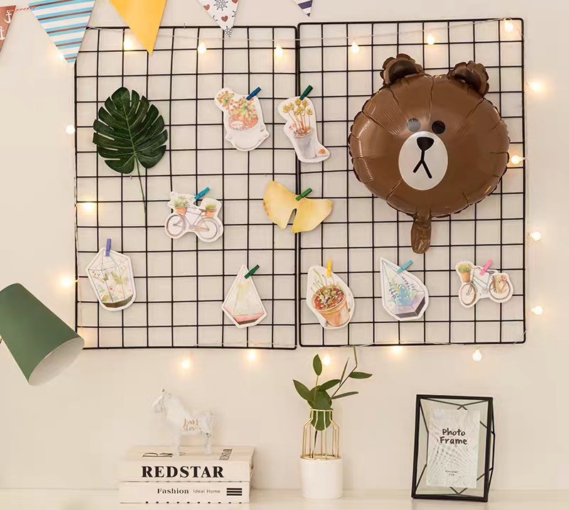 Khung Lưới Thép Trang Trí Treo Tường, Phụ Kiện Trang Trí Rổ Sắt Decor Cài Lưới Đựng Đồ Đa Năng