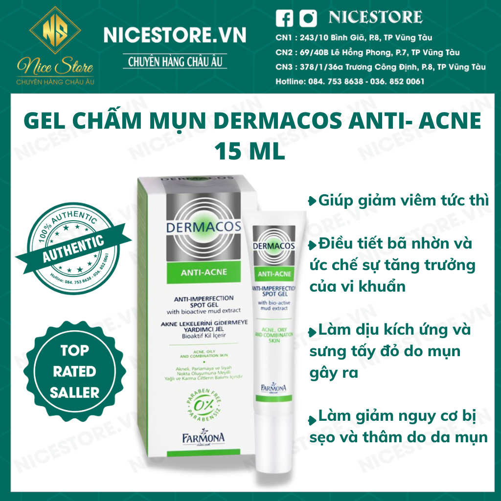 Gel Chấm Mụn Farmona Dermacos Anti Acne Imperfection Spot Gel - Kem giảm Mụn, Chứa Bùn