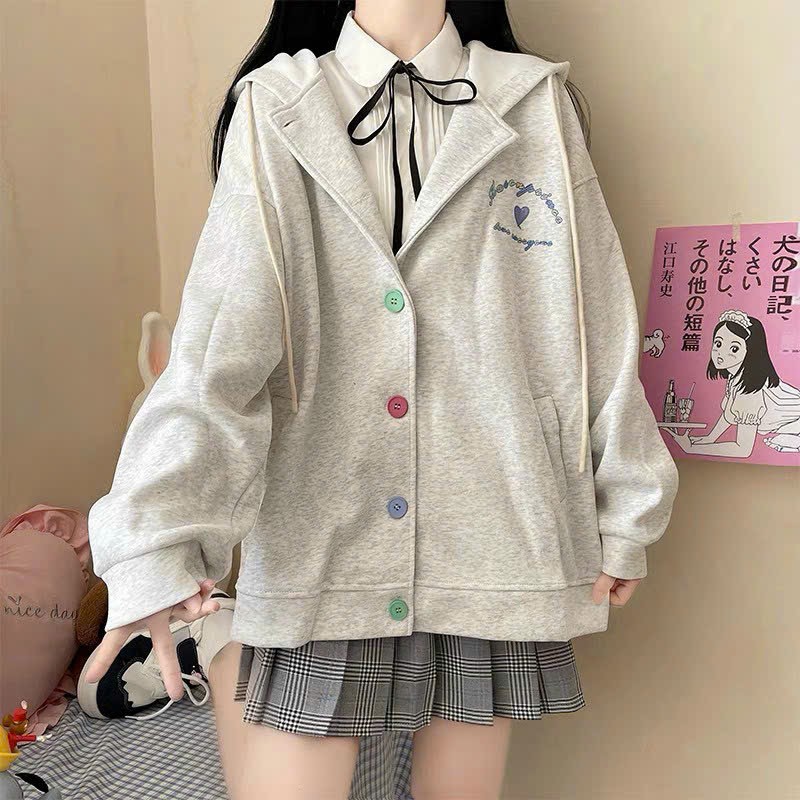 Áo Khoác Cadigan Nữ Logo Thêu Họa Tiết Trẻ Trung_Nút Phối Màu Độc Đáo Đáo Nổi Bật_Form Rộng Unisex Hót Trend_UT