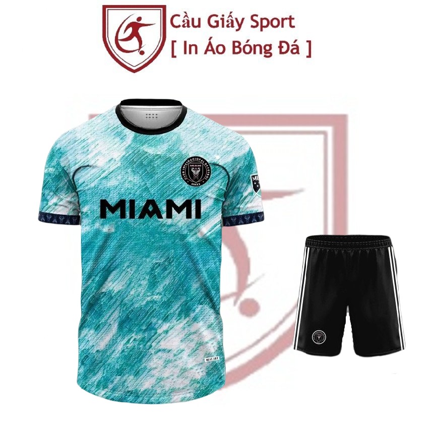 Áo bóng đá clb inter miami màu xanh - vải mè thái