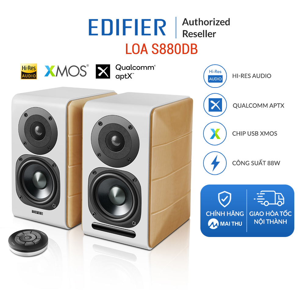 Loa edifier s880db - thiết kế hiện đại sang trọng - bluetooth 5.0 aptx - chứng chỉ hi-res audio giải mã 24bit 192khz - kết nối usb optical coaxial - hàng chính hãng mai thu - bảo hành 24 tháng