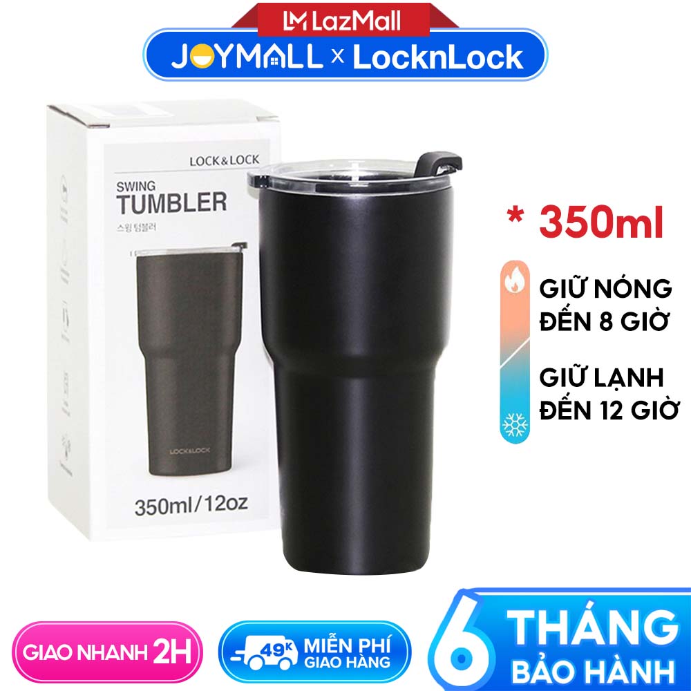 Ly giữ nhiệt Lock&Lock bằng thép không gỉ Swing Tumbler LHC4179BLK 350ml - Hàng chính hãng, miệng ly rộng dễ cho đá vào bên trong - JoyMall