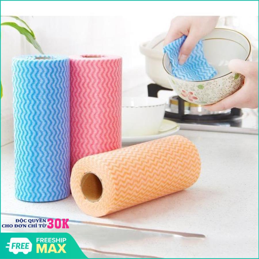 Cuộn Giấy Vải Lau Đa Năng Tiện Dụng - Giấy lau đa năng 20x30cm - Cuộn Giấy Vải Lau Đa Năng - Vải Không Dệt ( 50 Tờ/Cuộn) - Màu Ngẫu Nhiên