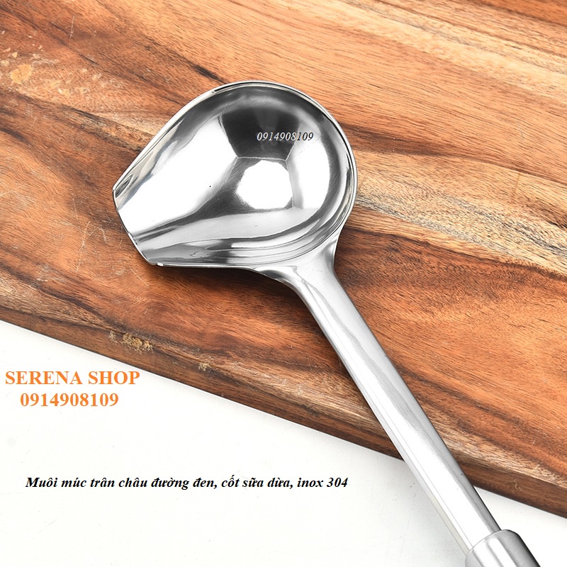Muôi múc trân châu đường đen, cốt sữa dừa, inox 304
