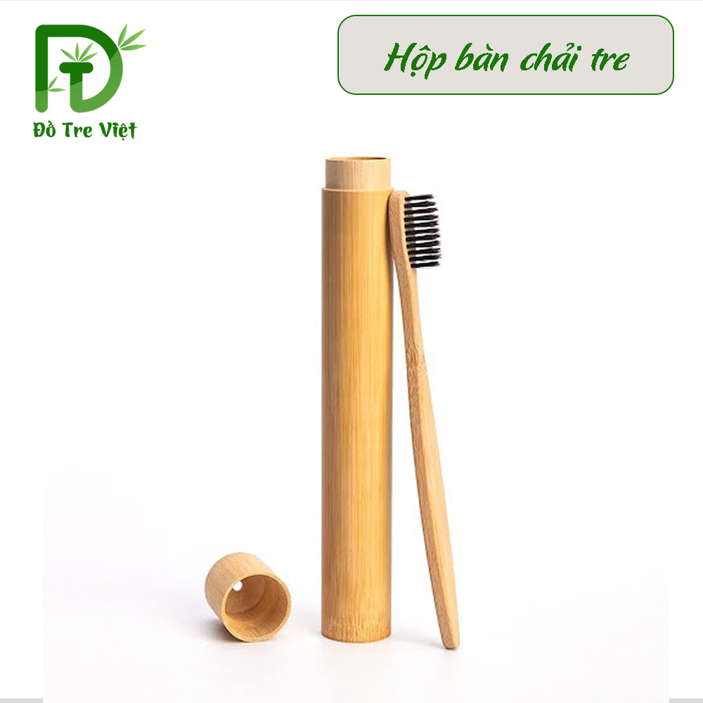 Hộp tre đựng bàn chải, hộp đừng bàn chải du lịch - tặng kèm bàn chải tre