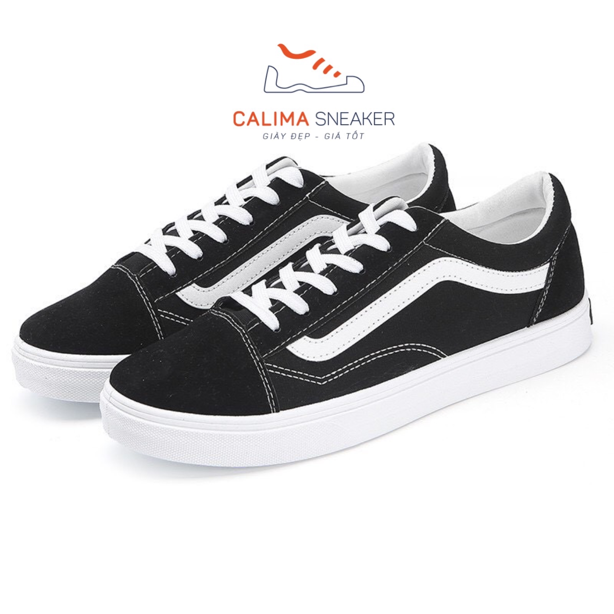 Giày thể thao Vans Vault Old Skool đen sọc trắng/giày vải đen đế bệt 36-43/Calima Store